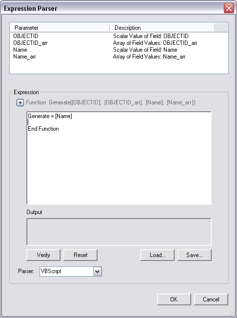 Expression Parser with information for calculated representations