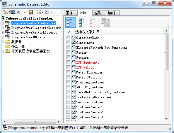 逻辑示意图模板的关联选项卡 - 初始状态