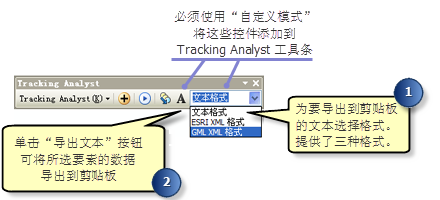 通过 Tracking Analyst 工具条将文本复制到剪贴板上