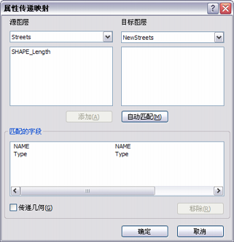 “属性传递映射”对话框