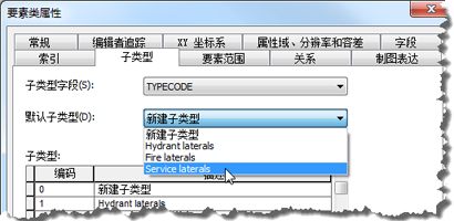 选择生活用水支管作为默认子类型