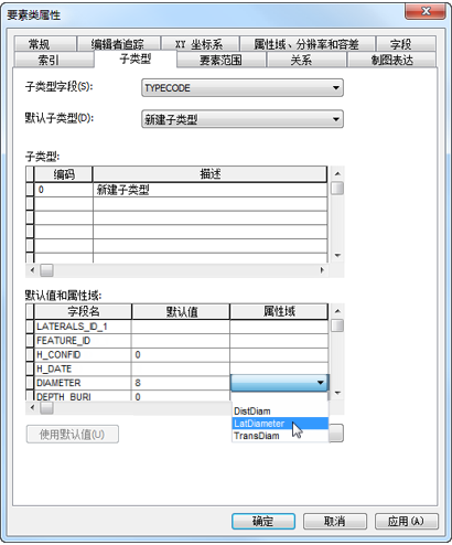 为 DIAMETER 字段选择属性域