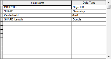 Centerline feature class fields