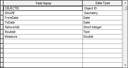 Calibration point feature class fields