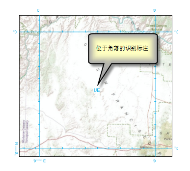 位于格网方格中心的 MGRS ID 标注