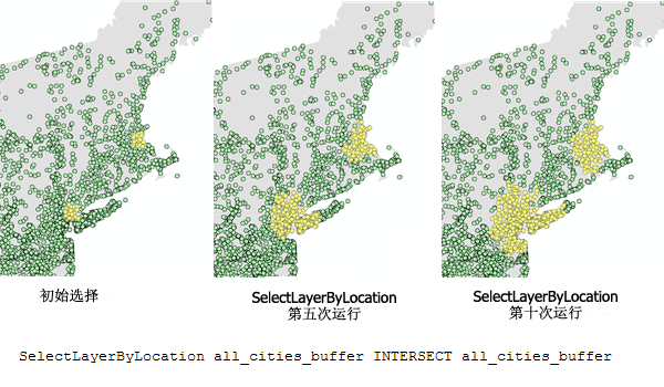 使用 INTERSECT 的 SelectLayerByLocation