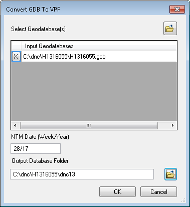 Convert GDB To VPF dialog box