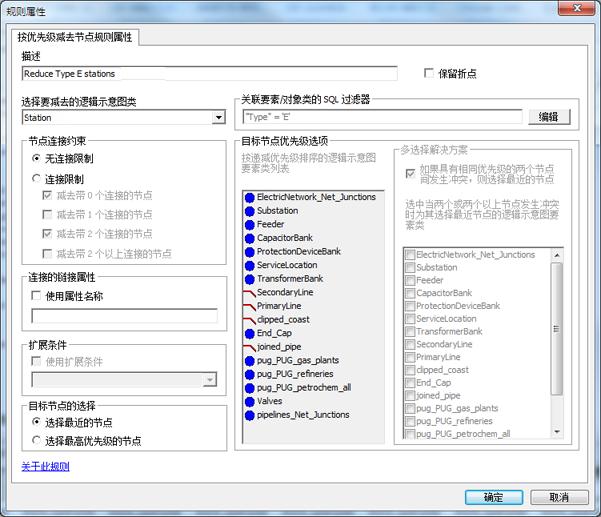 为减去蓝色工作站结点而指定的按优先级减去结点的规则属性页面