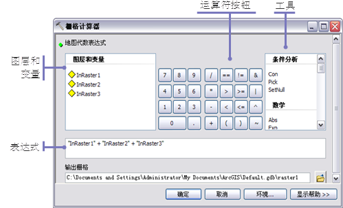 “栅格计算器”工具对话框