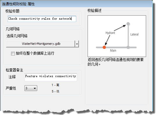 “连通性规则校验属性”对话框