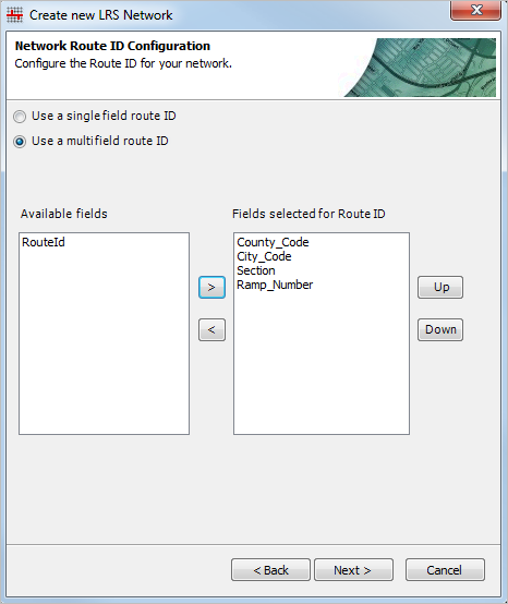 Multifield route ID configured