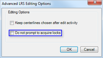 Disabling conflict prevention prompts through Advanced LRS Editing Options