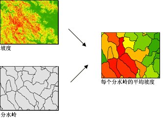 确定每个分水岭的平均地形坡度