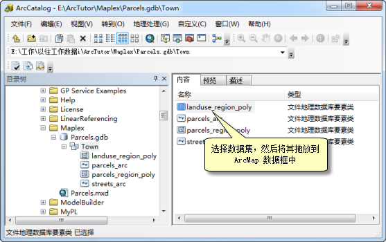 通过 ArcCatalog 添加数据集