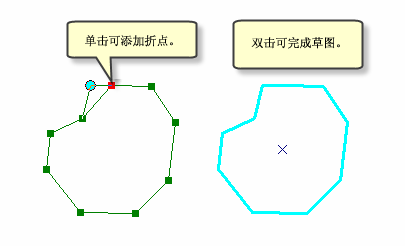 左侧是面编辑草图，右侧是完成的草图（面要素）