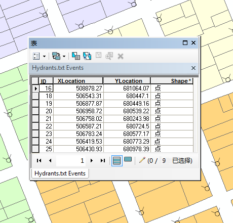 显示于 ArcMap 和表窗口中的 x,y 坐标