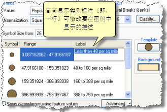 为分级符号图层指定图例文本