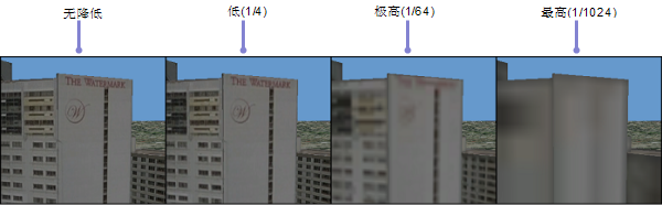 降低某图层的多面体分辨率的示例。