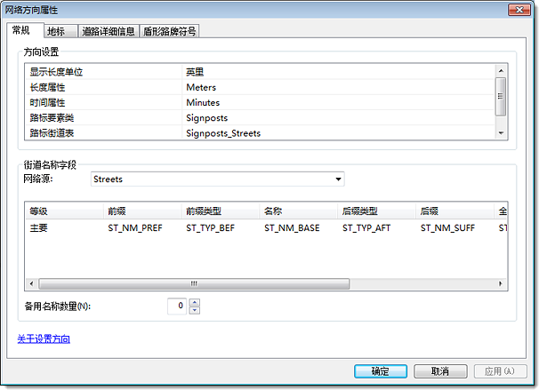 网络方向属性，“常规”选项卡