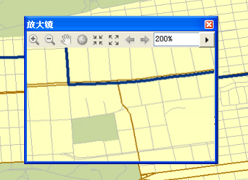 定位在路径中的放大镜窗口