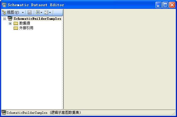 在“逻辑示意图数据集编辑器”中编辑的 SchematicBuilderSamples 逻辑示意图数据集