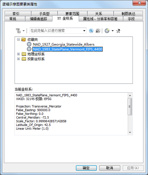 逻辑示意图要素类属性对话框