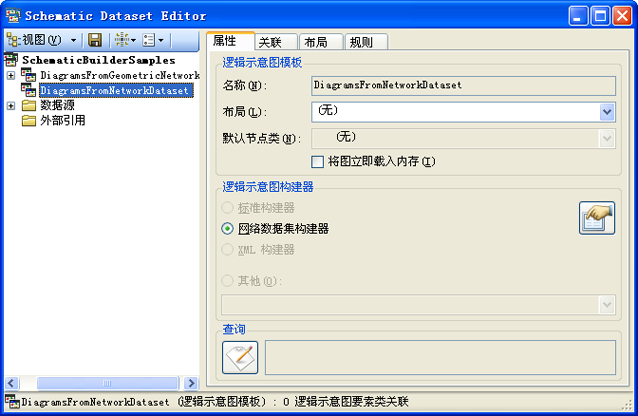 创建的 DiagramsFromNetworkDataset 逻辑示意图模板