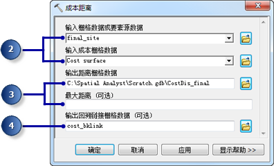 “成本距离”工具的参数