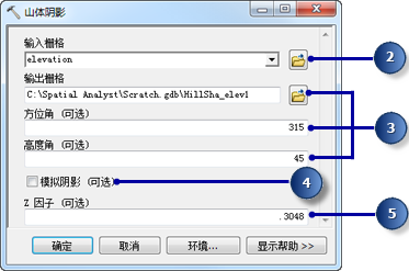 “山体阴影”工具参数