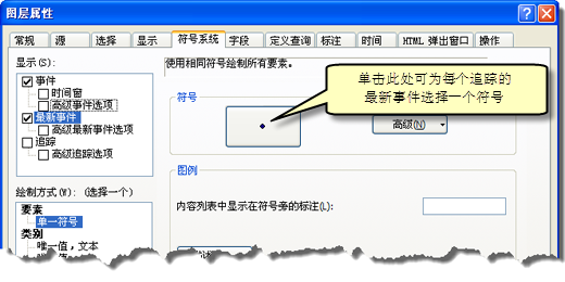 单击大按钮以设置每个追踪的最新事件符号。