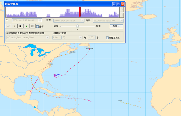 在地图上回放飓风数据