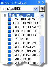 列于“Network Analyst”窗口中的目的地 列于“Network Analyst”窗口中的目的地