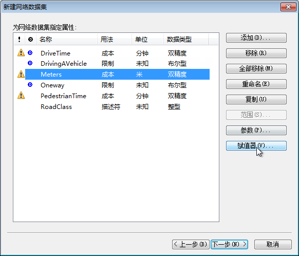 选择 Meters 并单击赋值器 选择 Meters 并单击赋值器