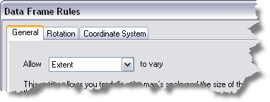 The Data Frame Rules dialog box The Data Frame Rules dialog box