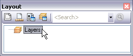 The Layout window with the Layers data frame selected The Layout window with the Layers data frame selected