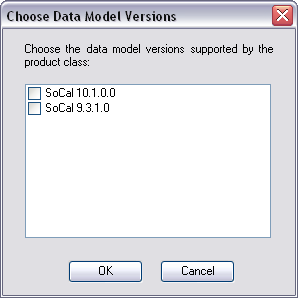 Choose Data Model Versions dialog box Choose Data Model Versions dialog box