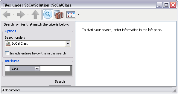 Search pane on the file manager Search pane on the file manager