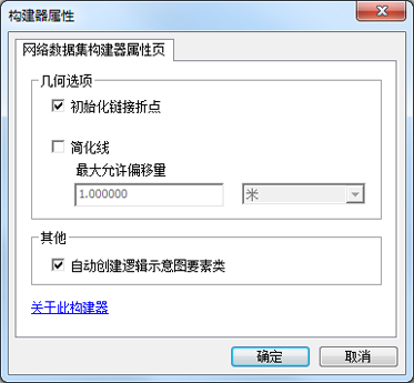 “网络数据集构建器属性页”的默认状态 “网络数据集构建器属性页”的默认状态