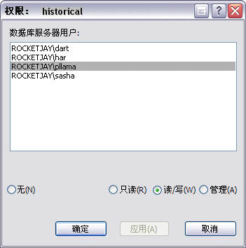 地理数据库级权限对话框