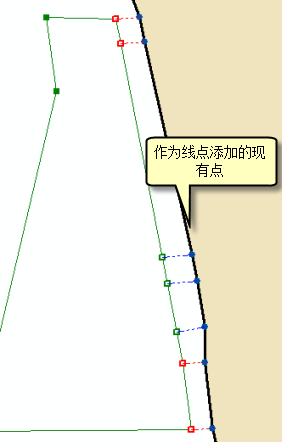 作为线点添加的现有点