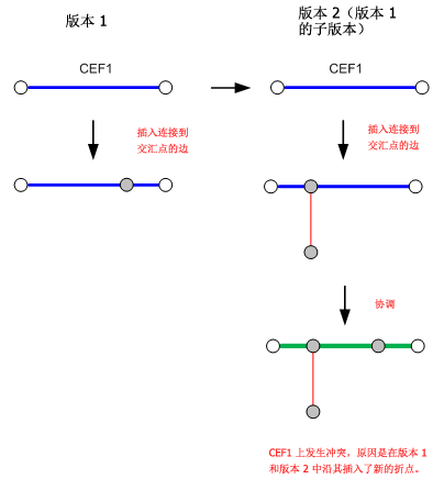 边以及中跨处交汇点的创建会导致在边上插入新的折点
