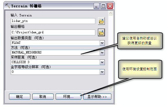 “Terrain 转栅格”对话框