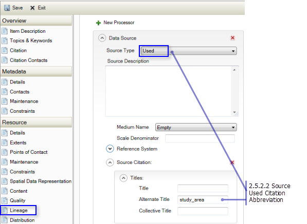 Resource Lineage page: Source Used Citation Abbreviation