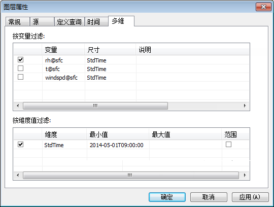 镶嵌图层的“多维”选项卡