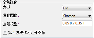 栅格类型全色锐化属性的选项