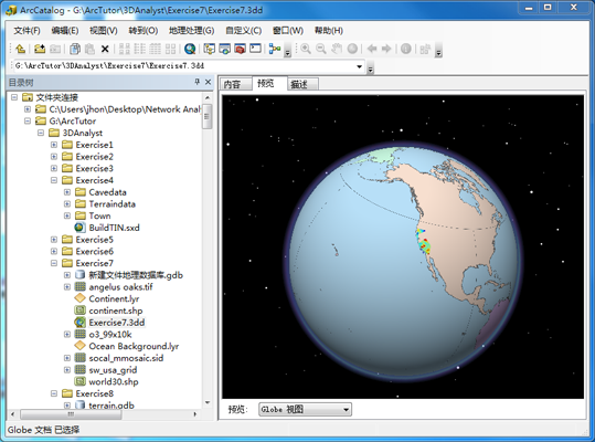 ArcCatalog 中的 Globe 预览