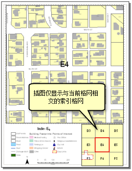 本示例呈现的是仅显示与当前格网相交的索引格网的插图。