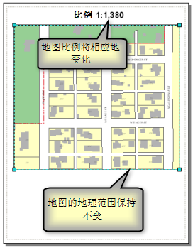 图的地理范围保持不变，但地图比例却会相应地变化。