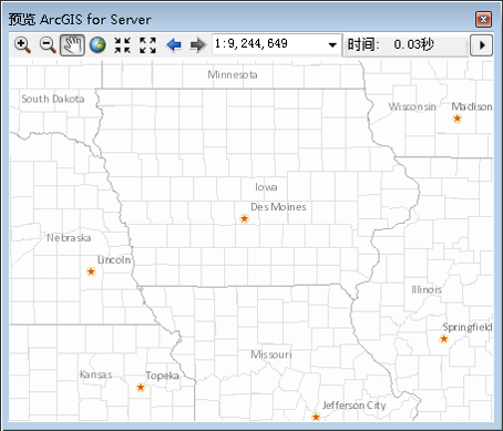 预览 ArcGIS Server 窗口