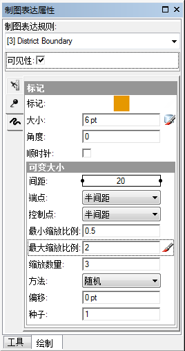 “制图表达属性”窗口的“绘制”选项卡